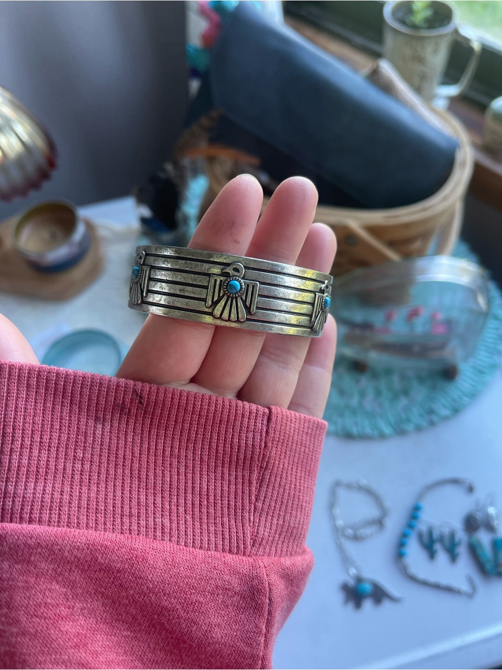 Sterling Silver Turquoise Accent Cuff Bracelet